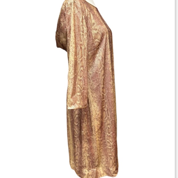 Tahari Sequin Snake Print Sheath Dress With Drape Back - Picture 8 of 12